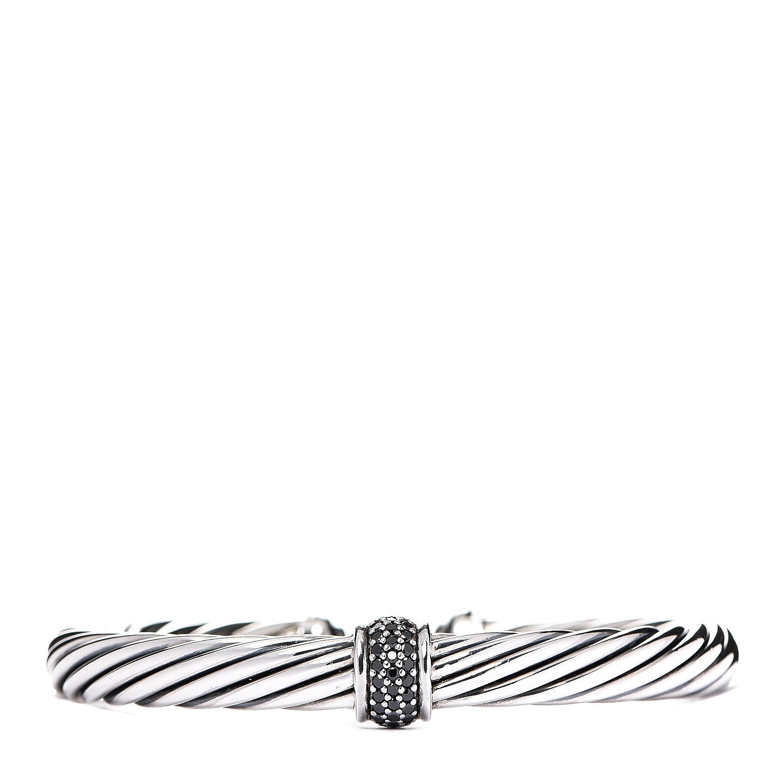 David Yurman Sterling Silver Black Diamond 7mm Cable Classics Station Bracelet 1 of 3
