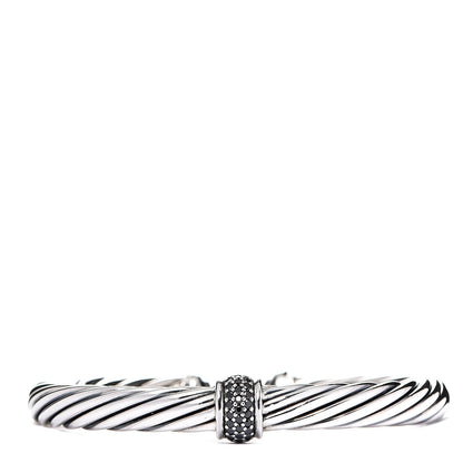 David Yurman Sterling Silver Black Diamond 7mm Cable Classics Station Bracelet 1 of 3