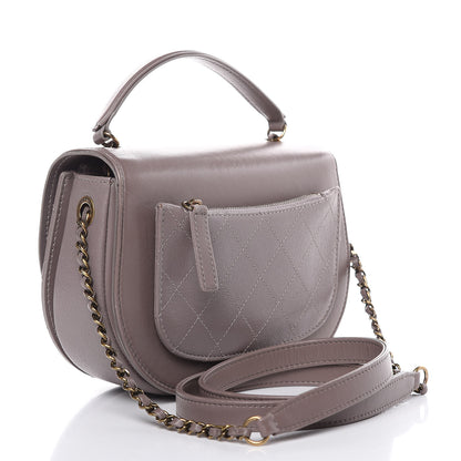 Chanel Shiny Calfskin Goatskin Quilted Small Coco Curve Messenger Flap Grey 3 of 14