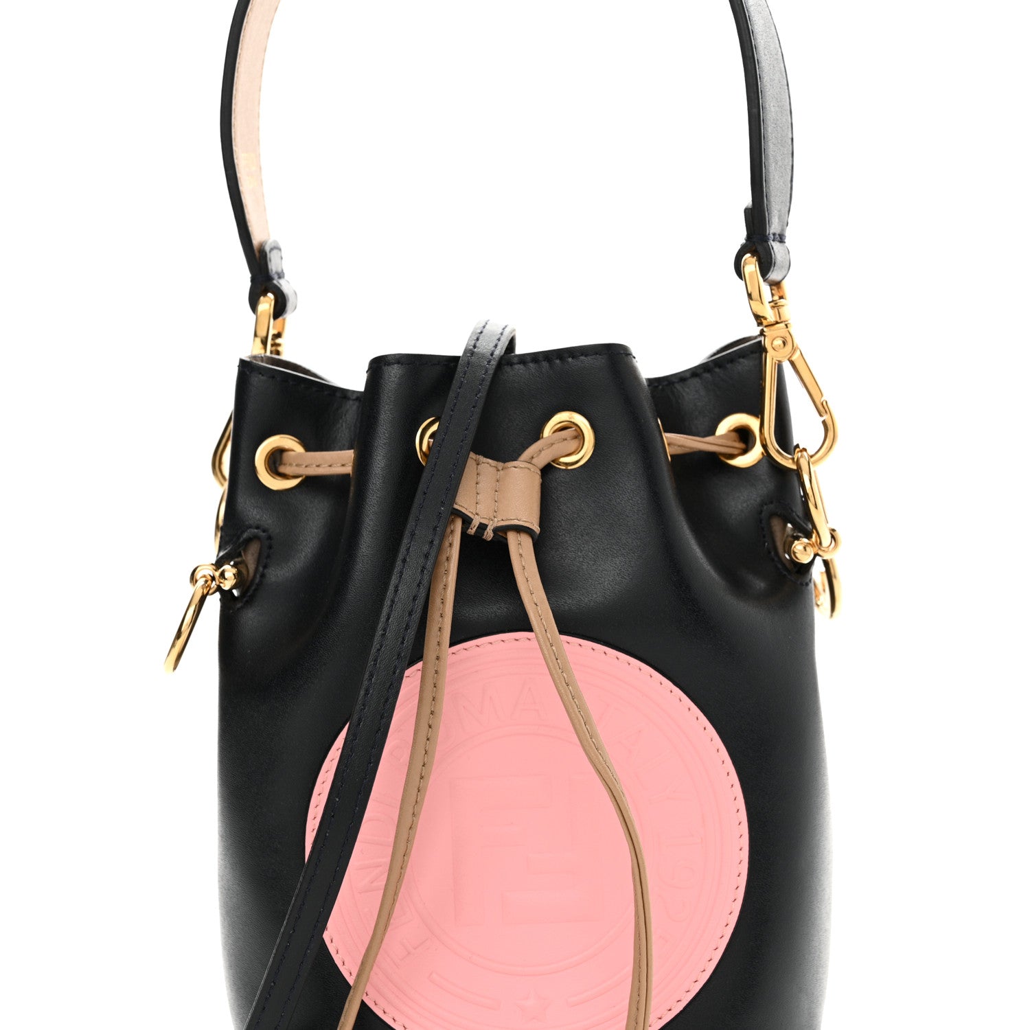 Fendi Vitello Liberty F is Fendi Stamp Patch Mini Mon Tresor Bucket Bag Blue Notte Cuoio Flamingo 8 of 10