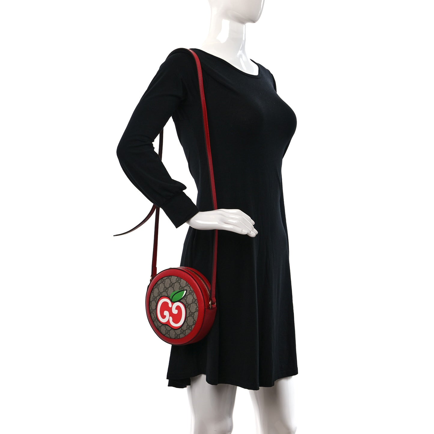 GG Supreme Monogram Apple Mini Ophidia Round Lobster Red