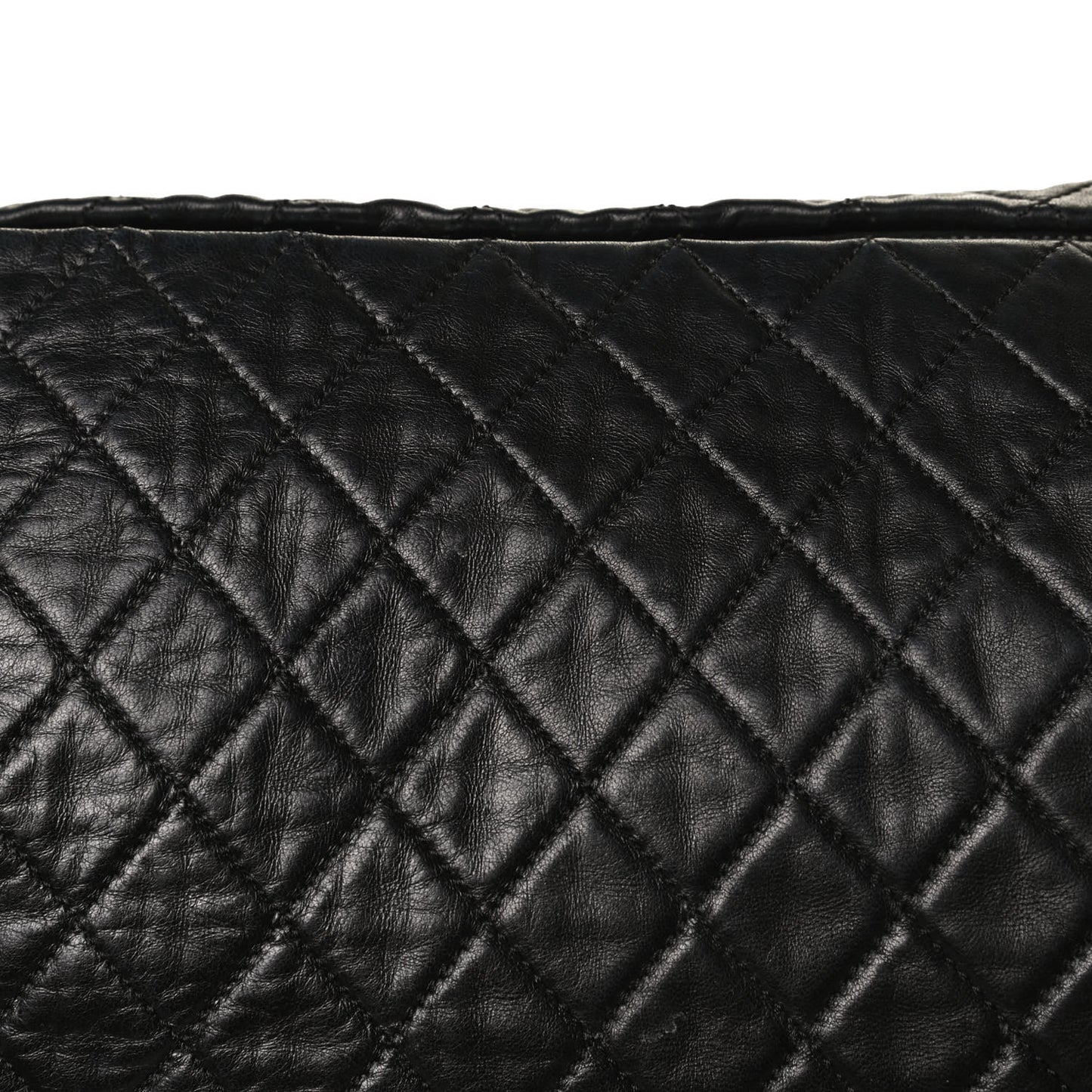 Lambskin Large Chain Mail Hobo Black