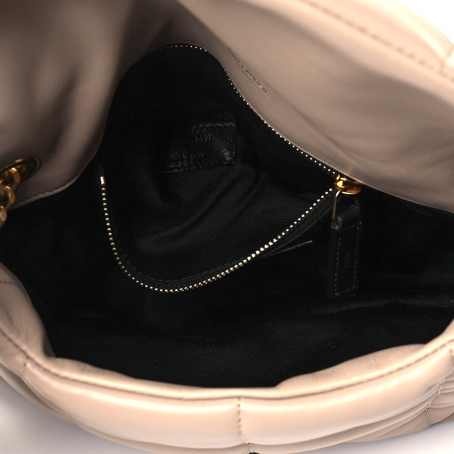 Lambskin Quilted Small Loulou Puffer Monogram Chain Satchel Dark Beige