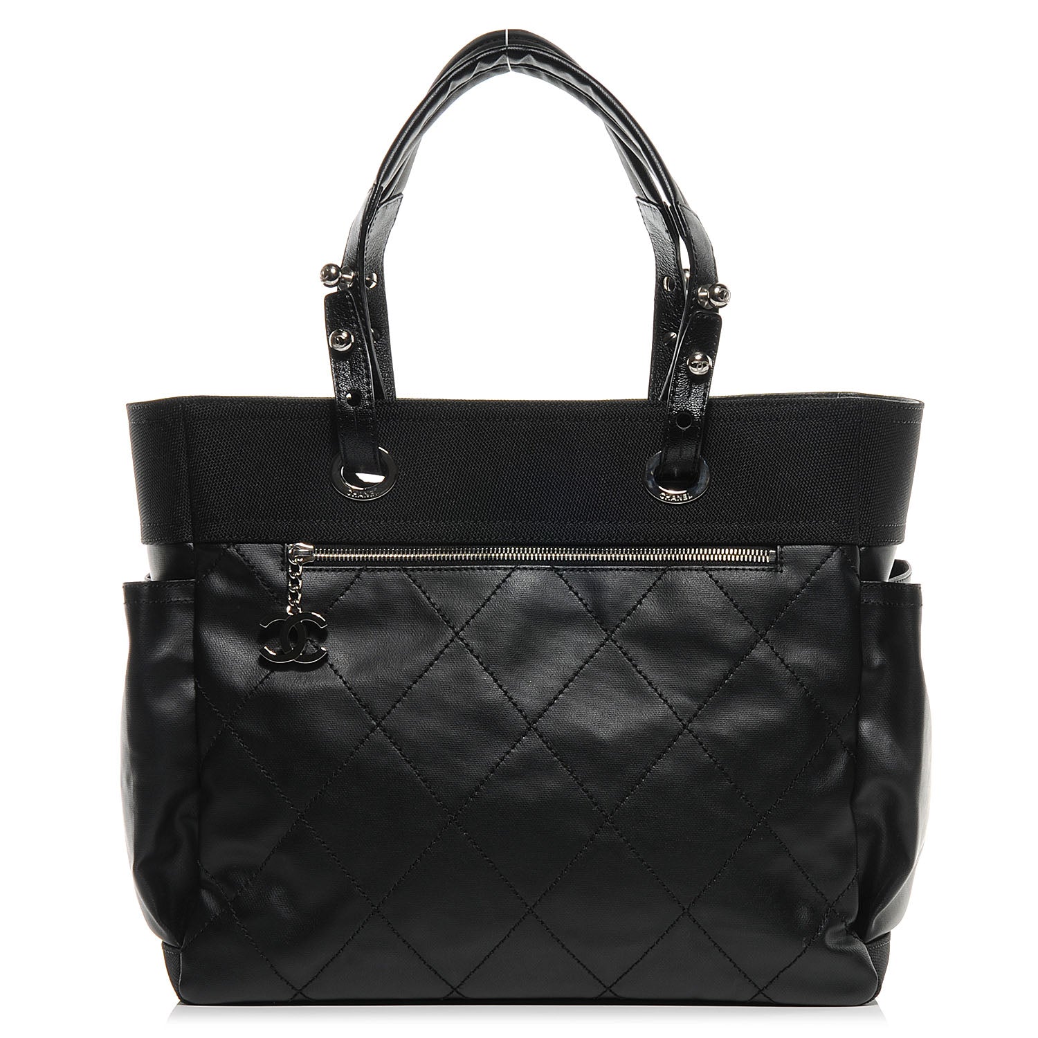 Chanel Coated Canvas Large Paris Biarritz Tote Black 1 of 8