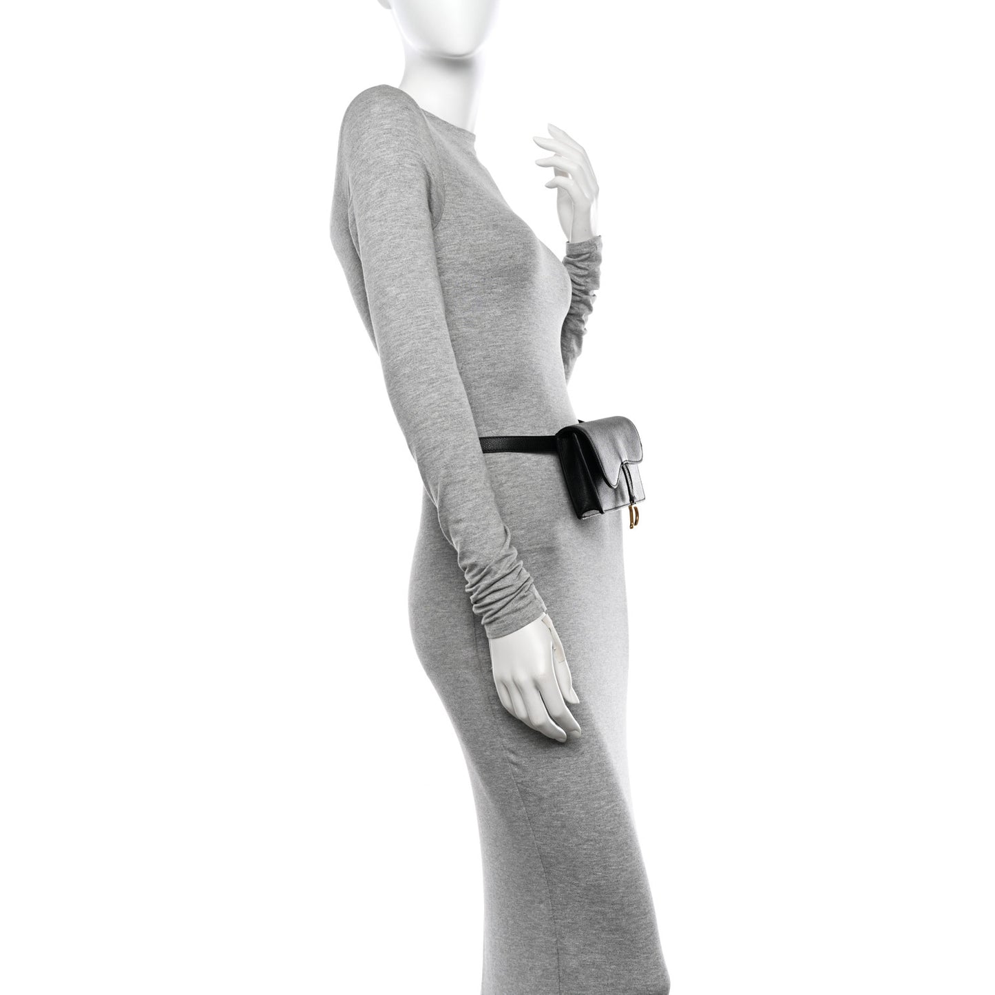 Grained Calfskin Saddle Belt Clutch Black