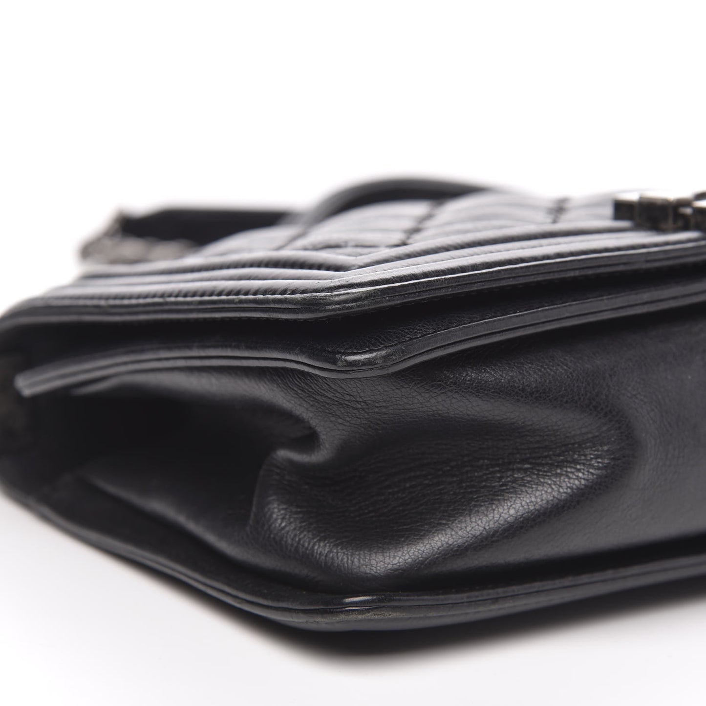 Calfskin Double Stitch Medium Boy Flap Black
