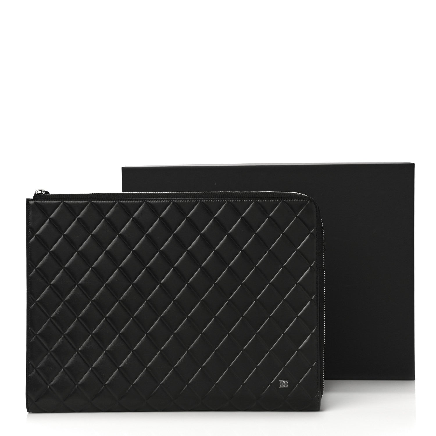 Chanel Calfskin Quilted Diamond Document Portfolio Holder Black 11 of 11