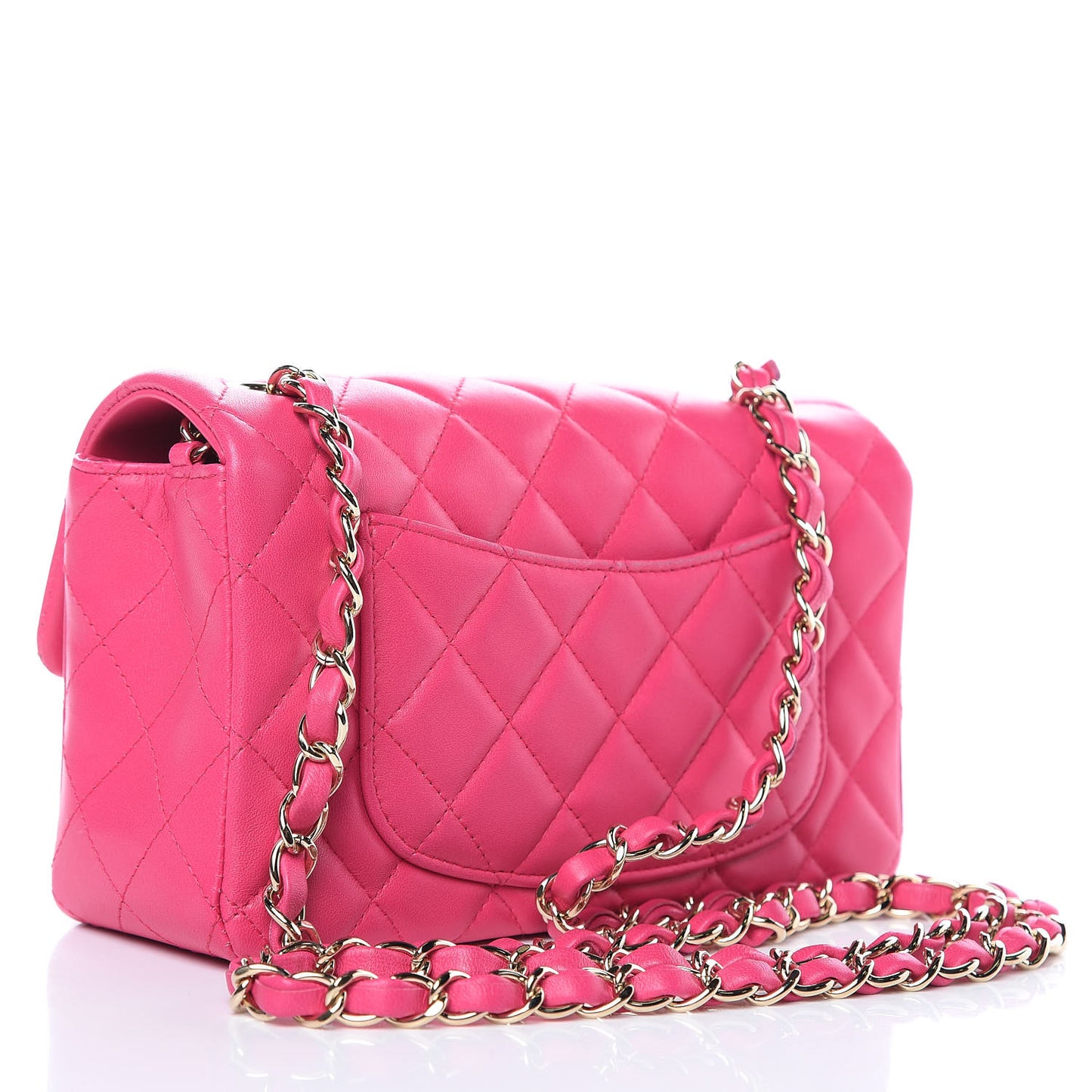 Lambskin Quilted Mini Rectangular Flap Fuchsia