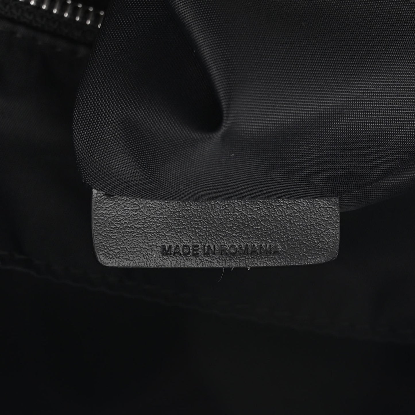 Calfskin Logo Embossed Backpack Charcoal Grey