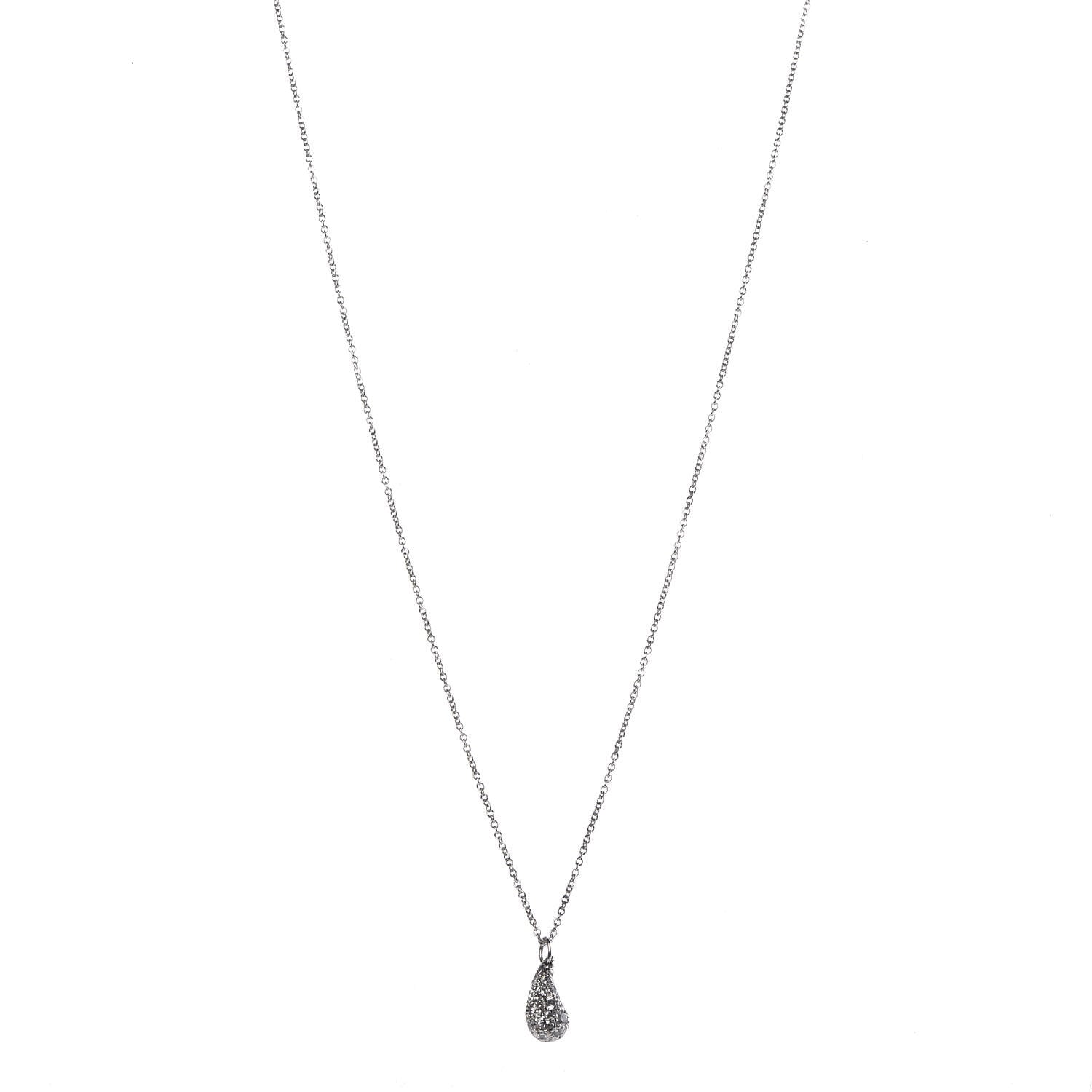 Tiffany Platinum Diamond 6mm Elsa Peretti Teardrop Pendant Necklace 1 of 7