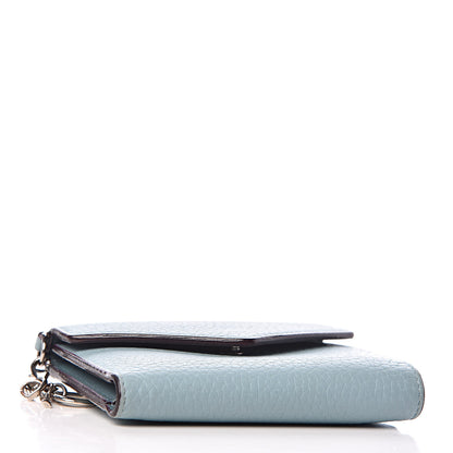 Christian Dior Bullcalf Diorissimo Medium Envelope Wallet Sky Blue 4 of 8