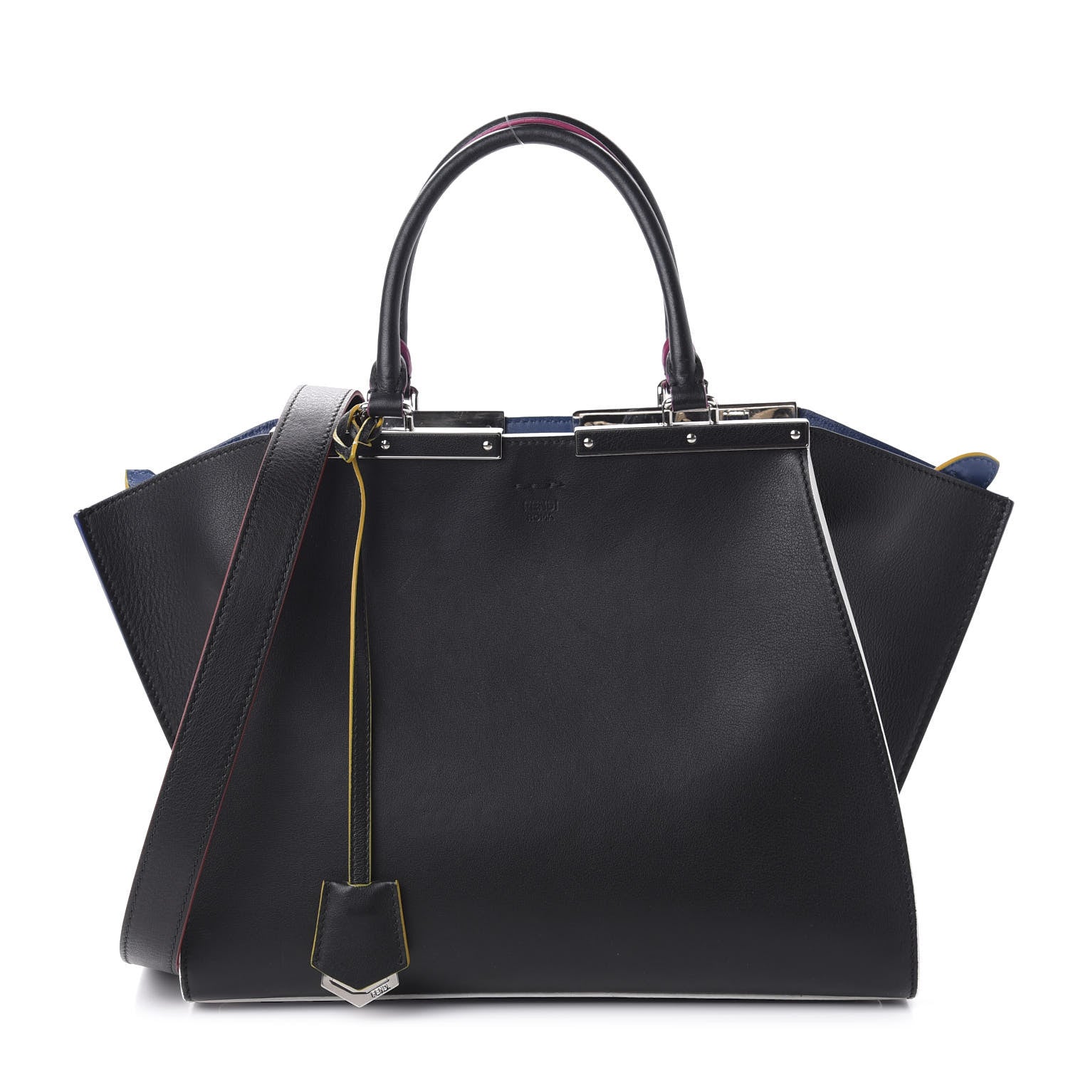 Fendi Vitello Dolce Shiny Nappa Petite 3Jours Tote Black Iris 1 of 11