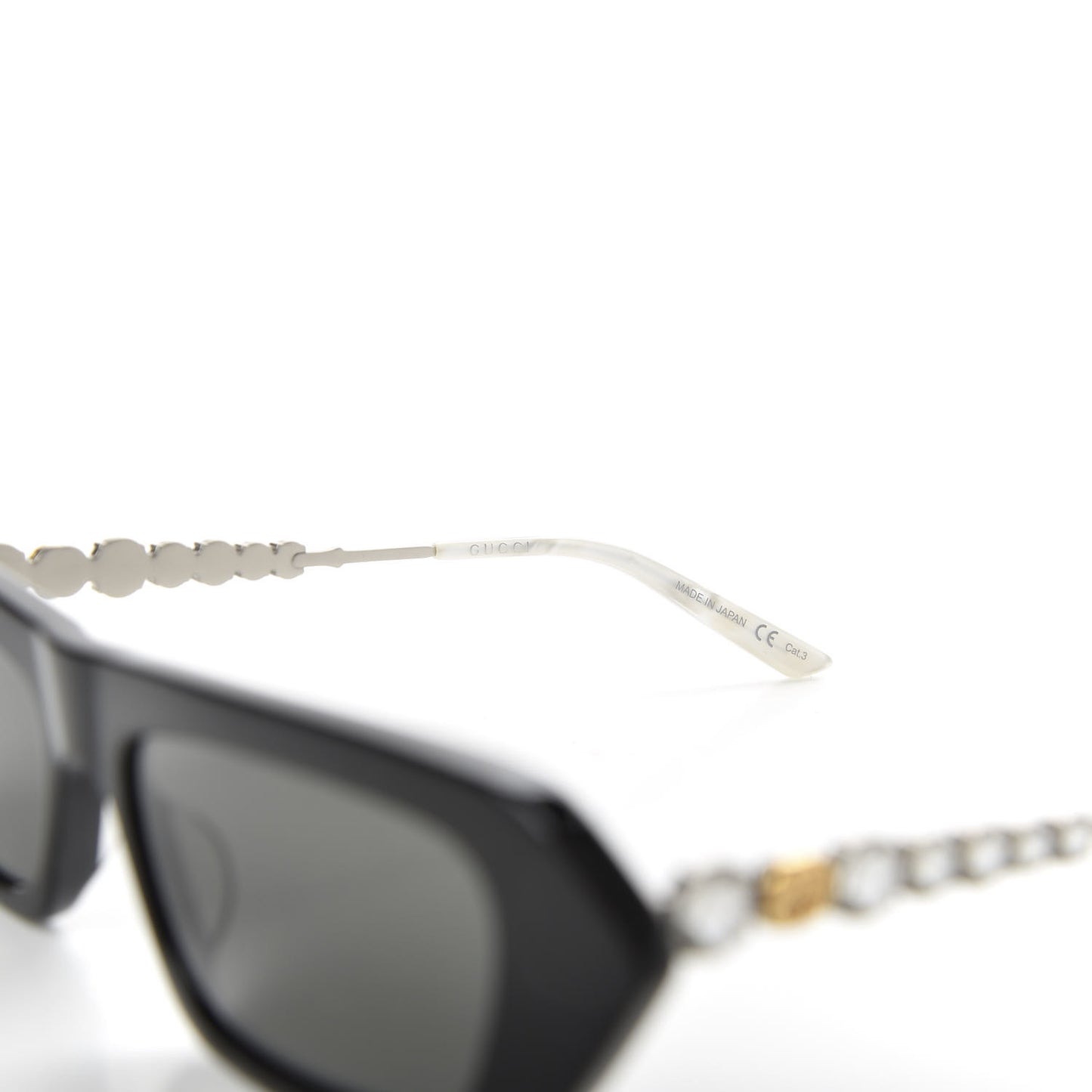 Acetate Crystal Embellished Rectangle Sunglasses GG0642S Black Gold