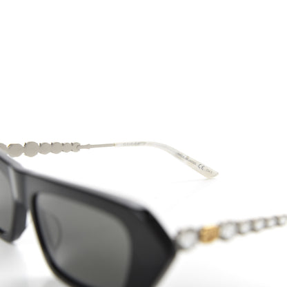 Gucci Acetate Crystal Embellished Rectangle Sunglasses GG0642S Black Gold 5 of 8