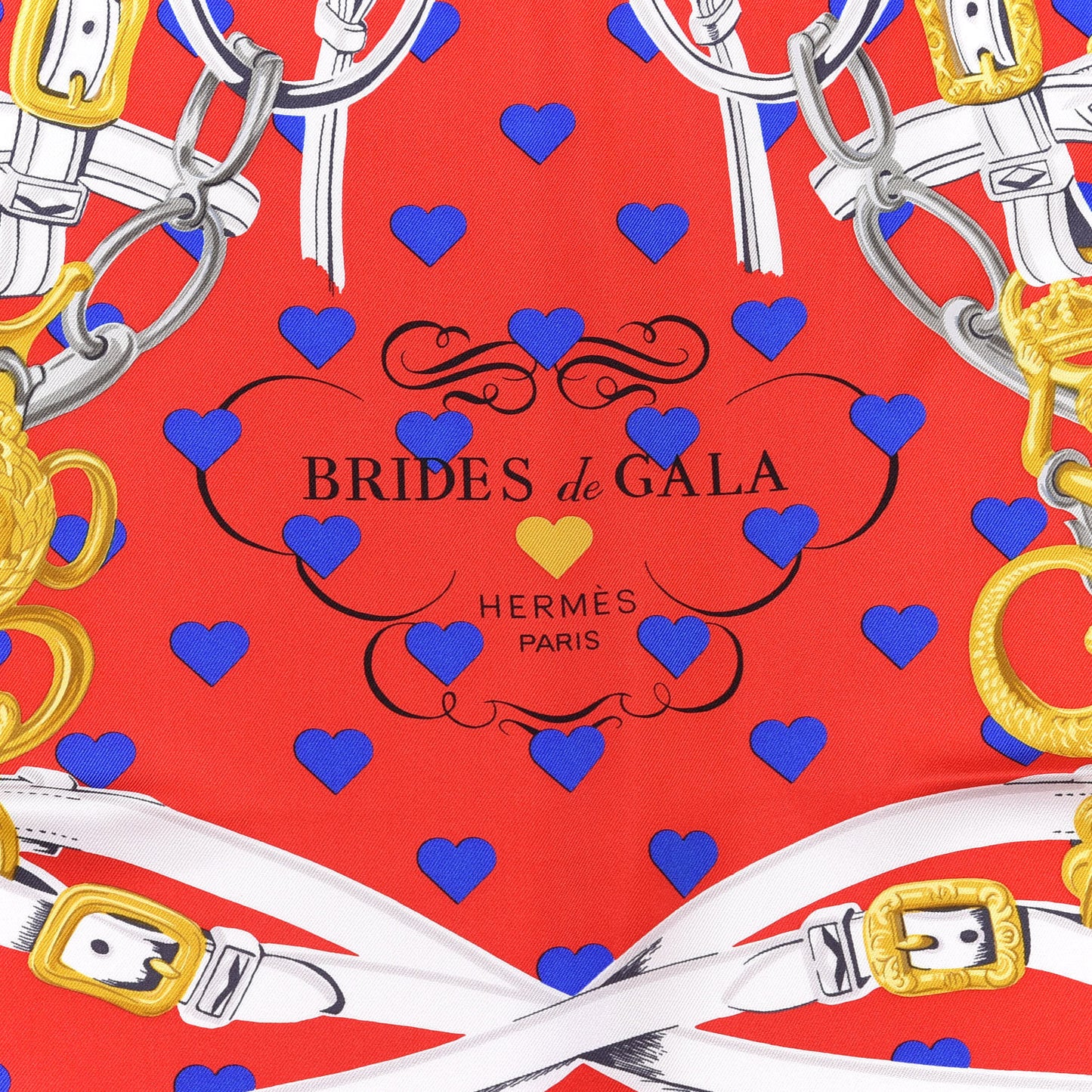Silk Brides De Gala Love Scarf 90 Rouge Vif Marine White