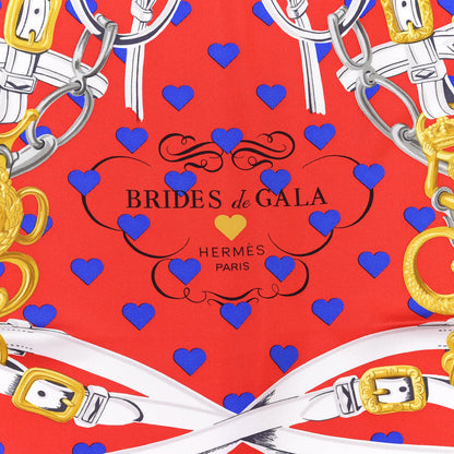 Hermes Silk Brides De Gala Love Scarf 90 Rouge Vif Marine White 2 of 4