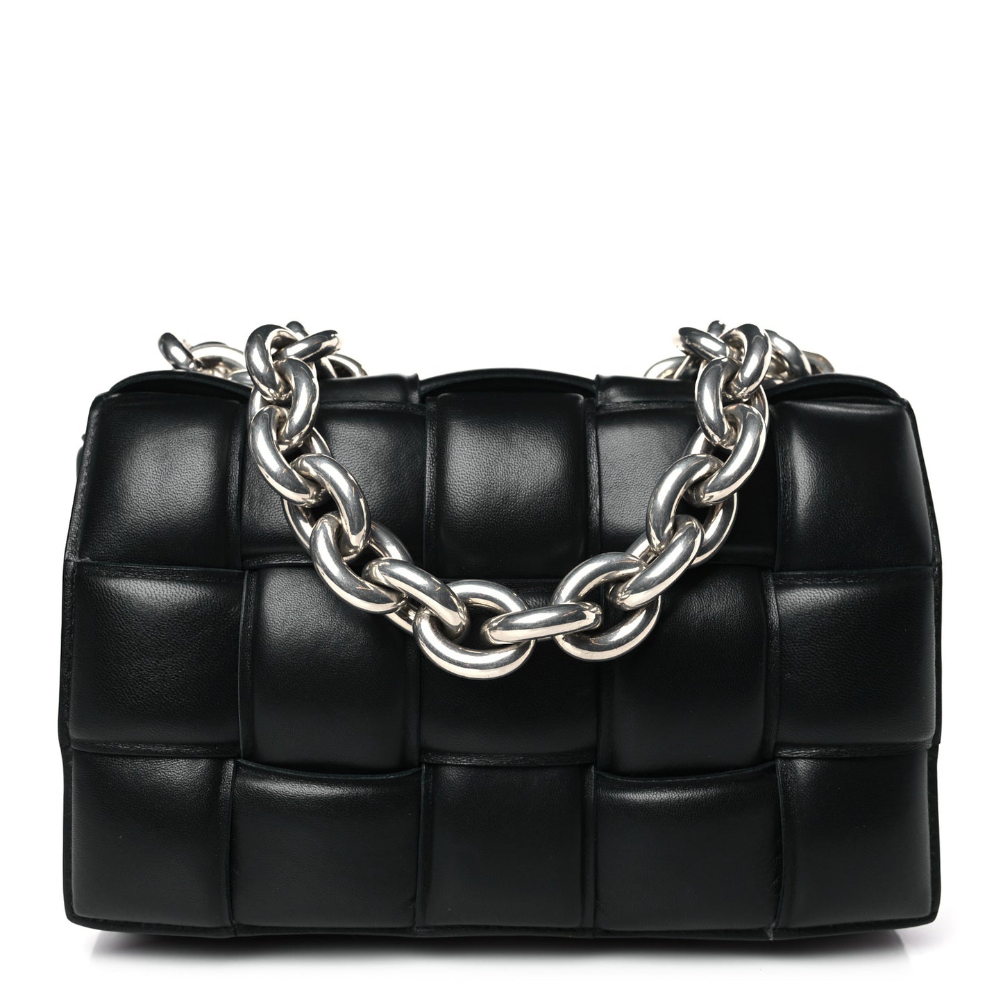 Lambskin Maxi Intrecciato Padded Chain Cassette Crossbody Bag Black