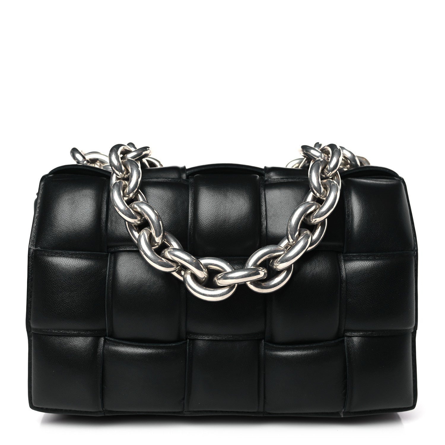Bottega Veneta Lambskin Maxi Intrecciato Padded Chain Cassette Crossbody Bag Black 1 of 8
