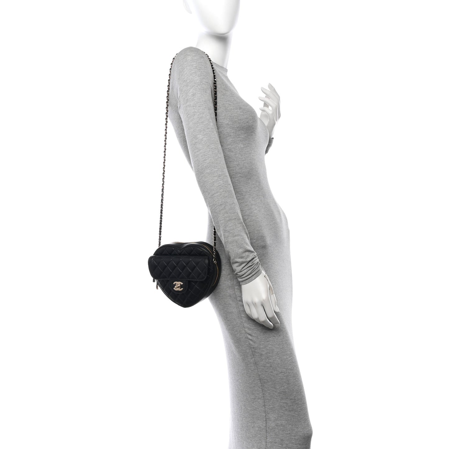 Lambskin Quilted CC In Love Heart Bag Black