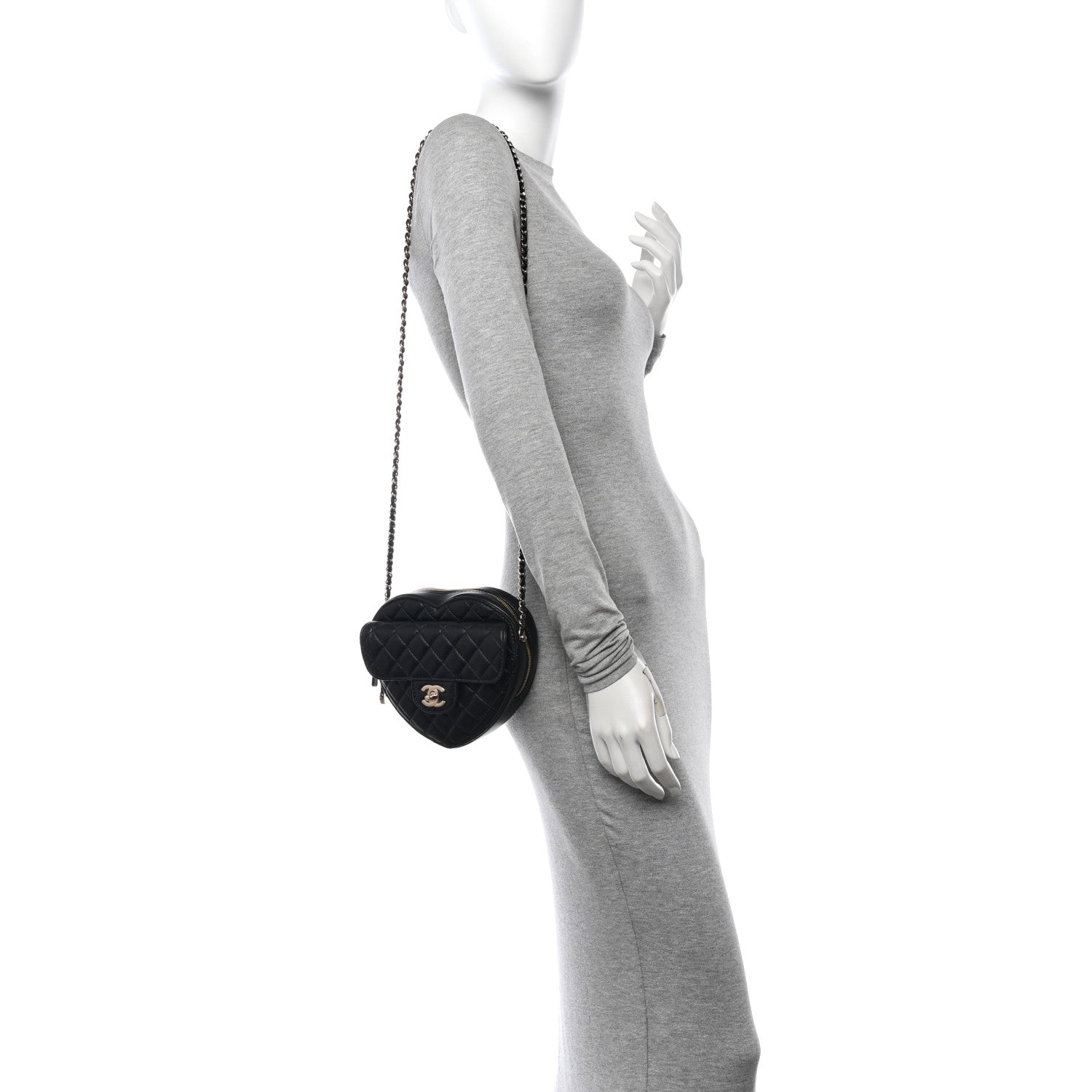 Chanel Lambskin Quilted CC In Love Heart Bag Black 2 of 10