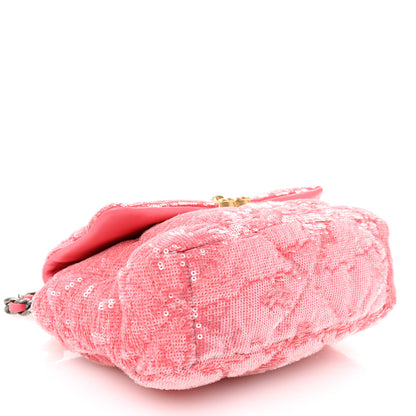 Chanel Sequin Quilted Medium Chanel 19 Flap Coral 4 of 11