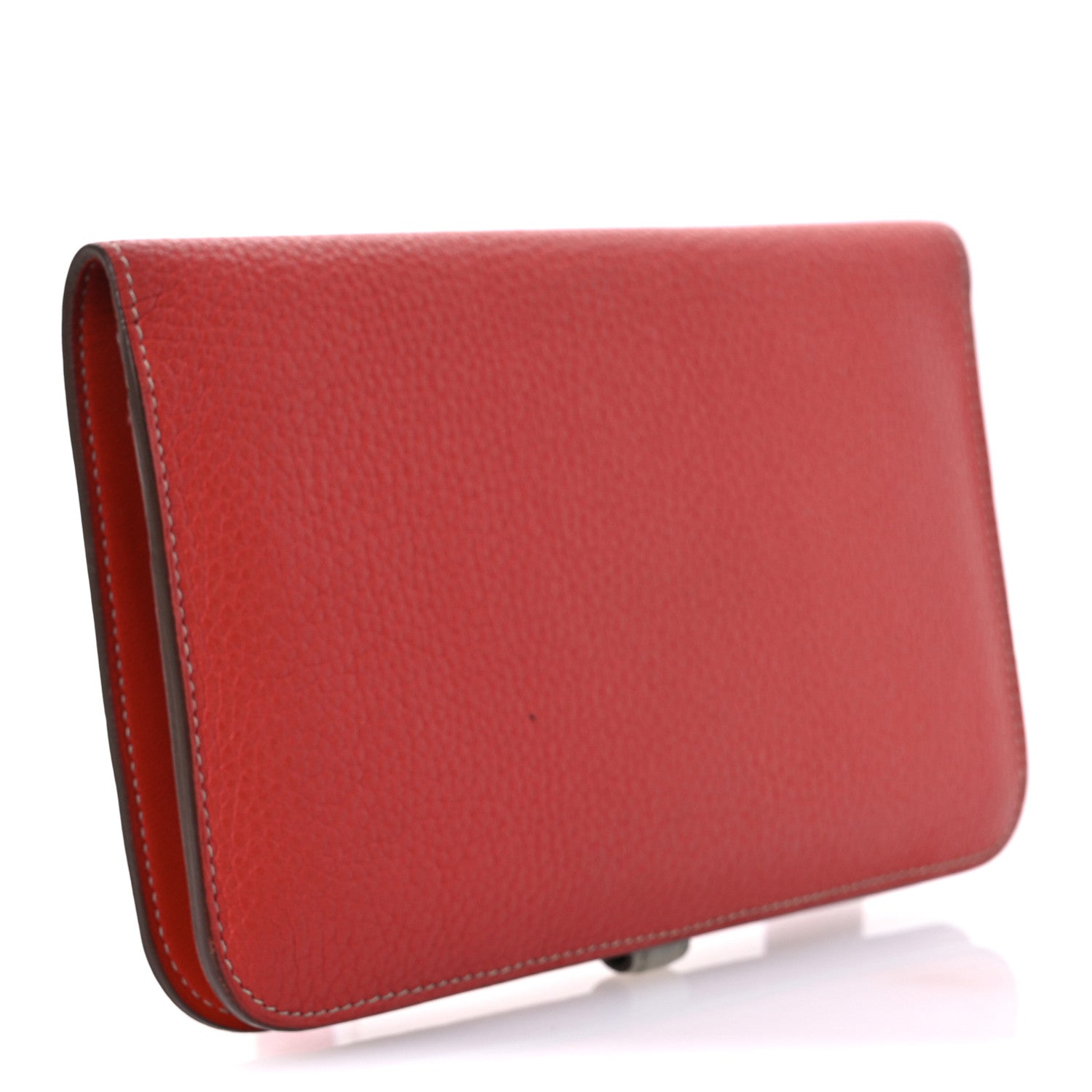 Hermes Togo Dogon Duo Wallet Rouge Garance Gris Mouette 3 of 14