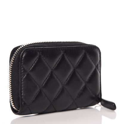 Chanel Lambskin Quilted Zip Coin Purse Black 3 of 10