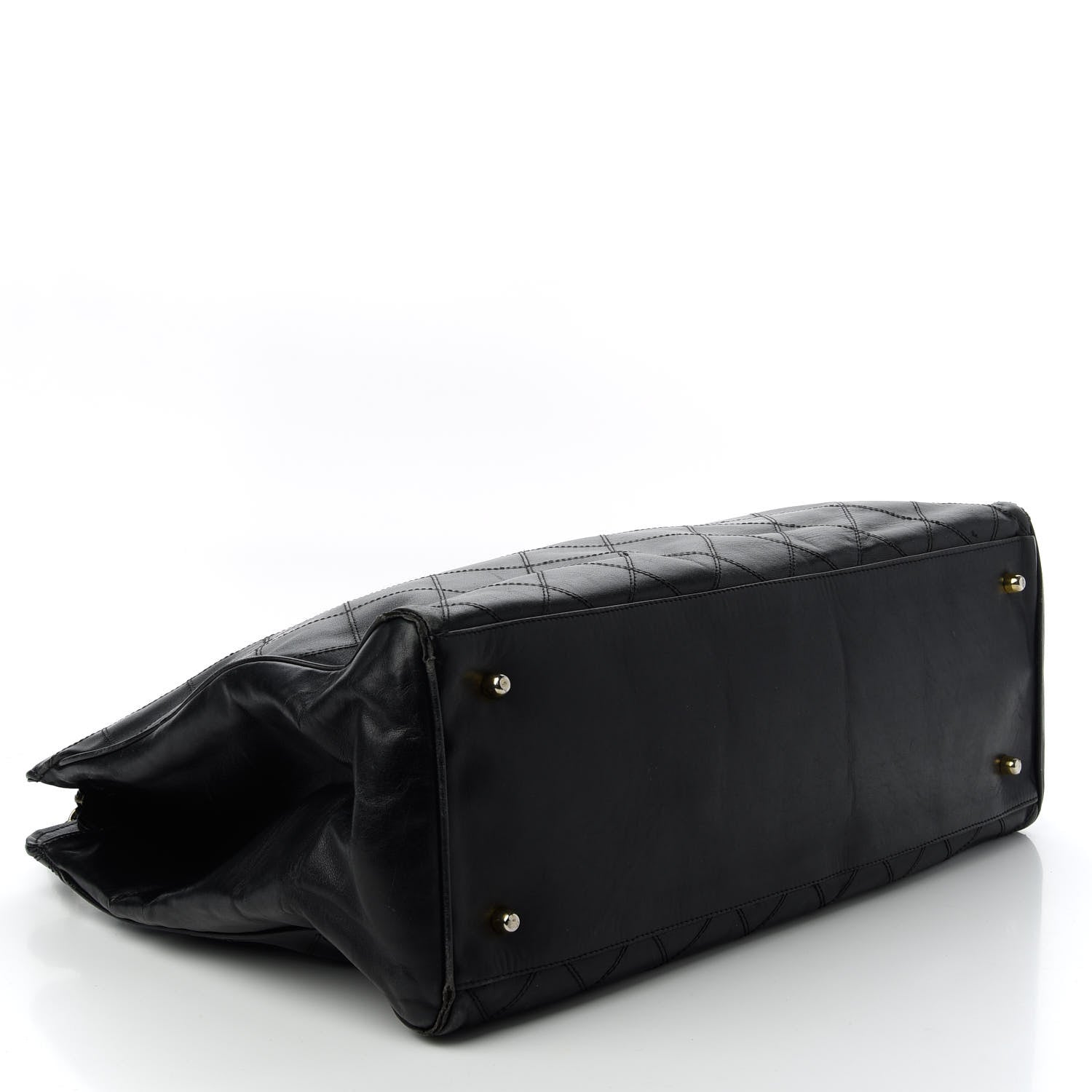 Chanel Calfskin Stitched XL Weekender Black 4 of 10