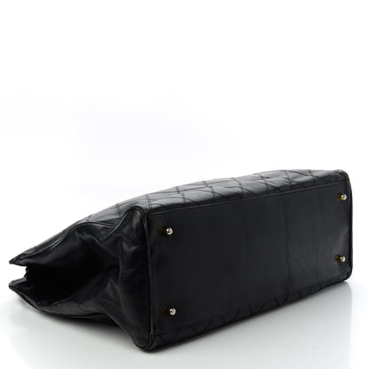 Chanel Calfskin Stitched XL Weekender Black 4 of 10