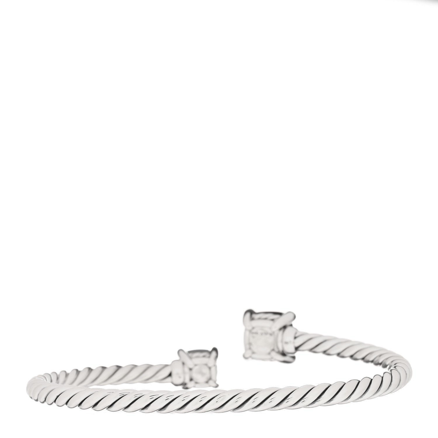 David Yurman Sterling Silver Black Onyx Hematite Diamond 4mm Chatelaine Bypass Bracelet 2 of 3