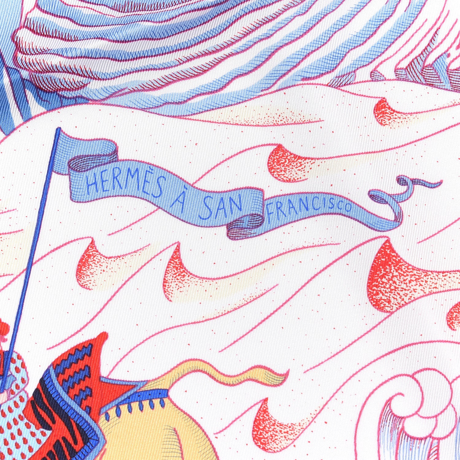 Hermes Silk Cosmographia Universalis Scarf 90 Ciel White Rouge 4 of 6