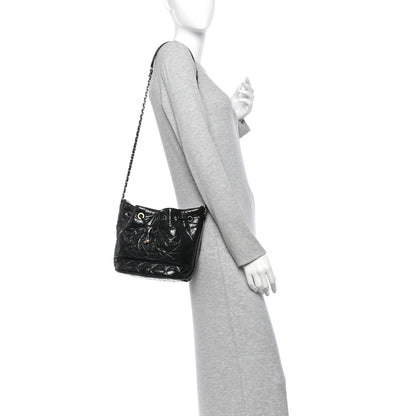 Chanel Shiny Aged Calfskin CC Chain Drawstring Bag Black 2 of 13