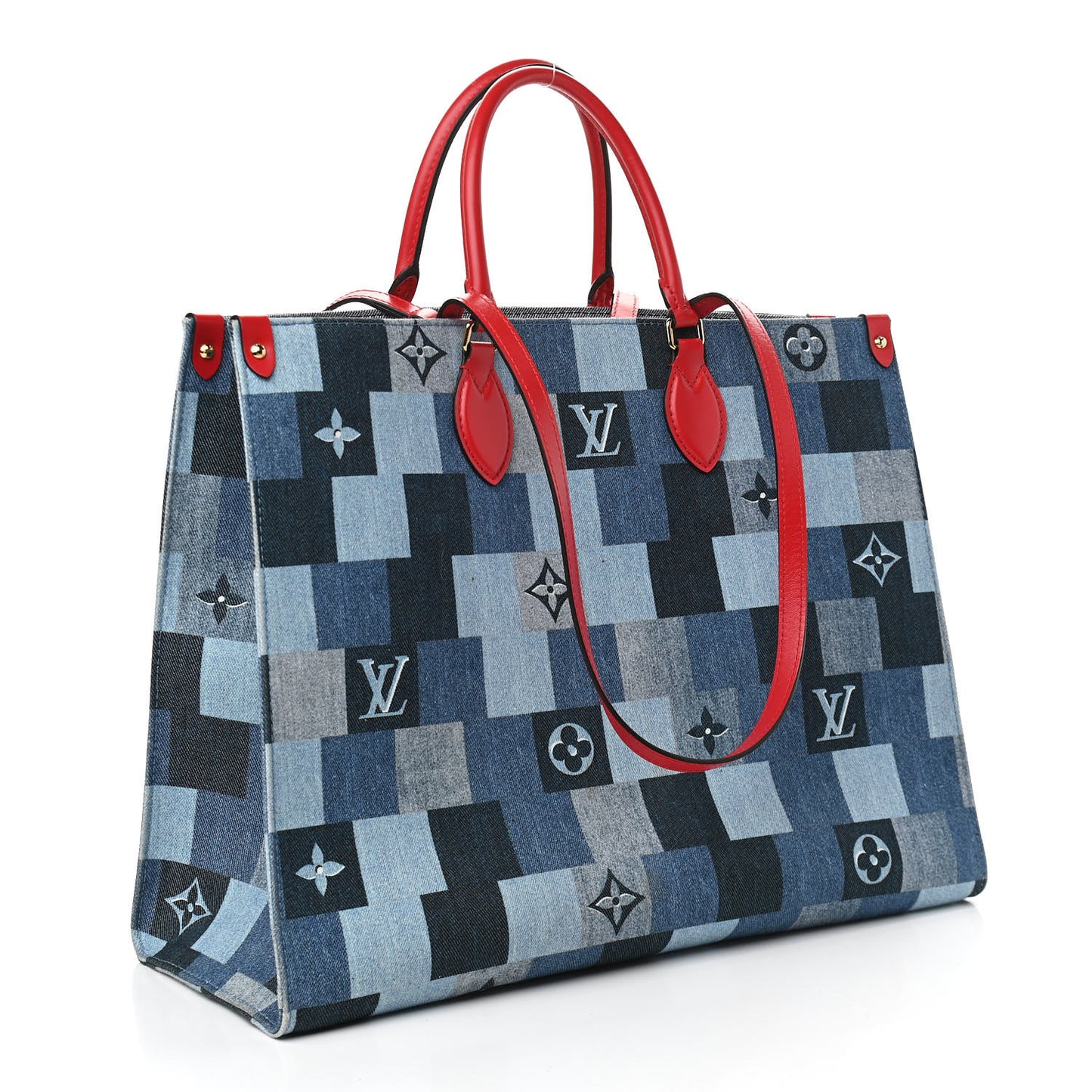 Denim Damier Monogram Onthego Blue Rouge