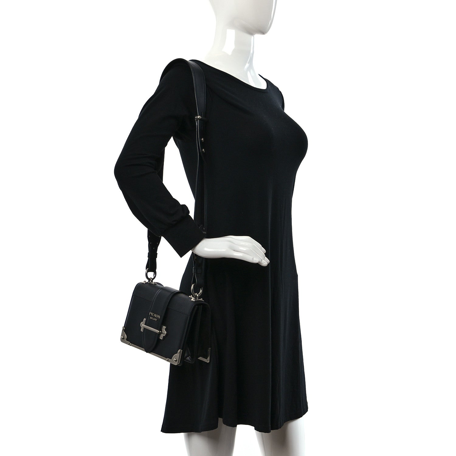 Prada City Calf Saffiano Cahier Bag Black 2 of 10