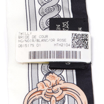 Hermes Silk Bride De Cour Twilly Black White Or Rose 4 of 4