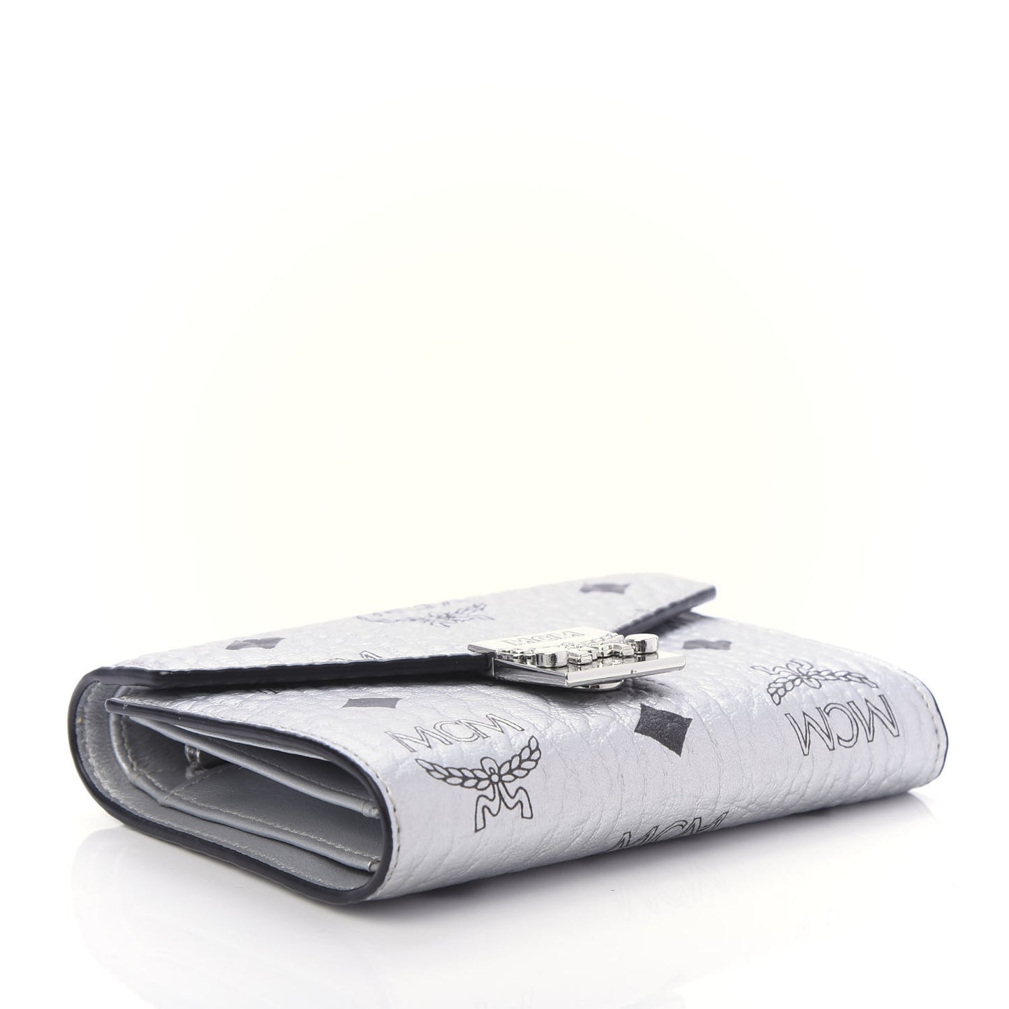 Metallic Visetos Compact Wallet Silver