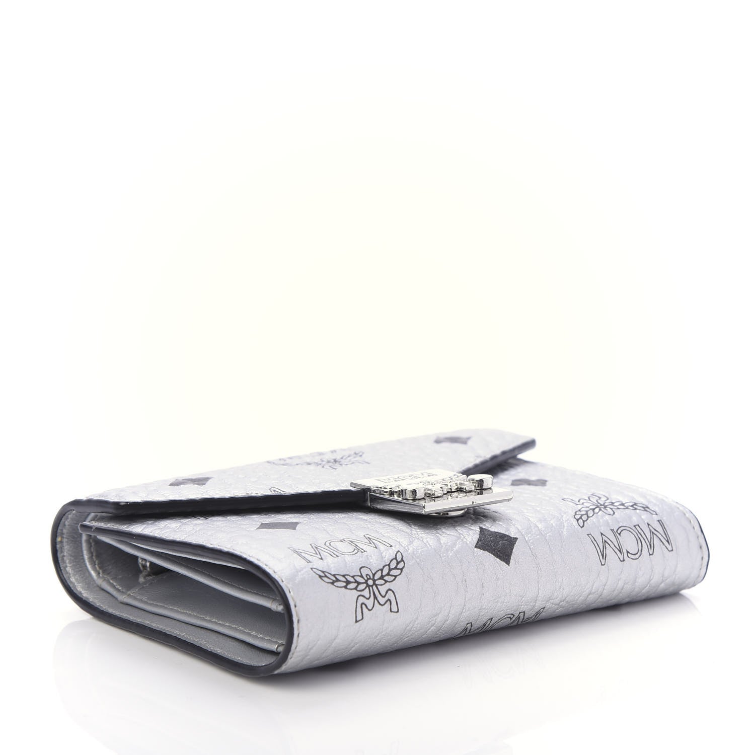 MCM Metallic Visetos Compact Wallet Silver 4 of 10