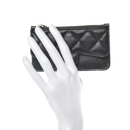 Chanel Iridescent Caviar Quilted Flap Zip Card Holder Black 2 of 8