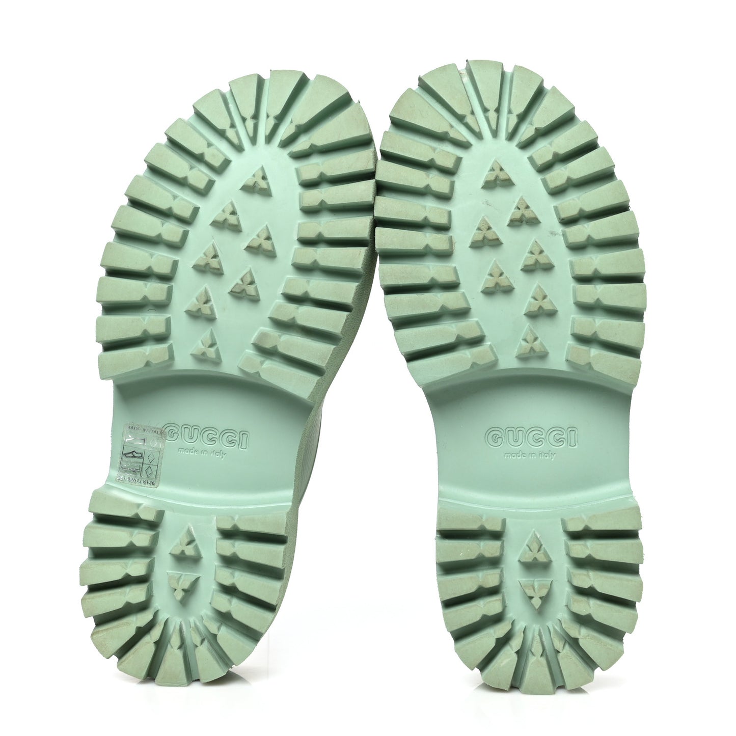 Rubber GG Monogram Perforated Elea Platform 55mm Lug Sole Sandals 38 Pacific Green