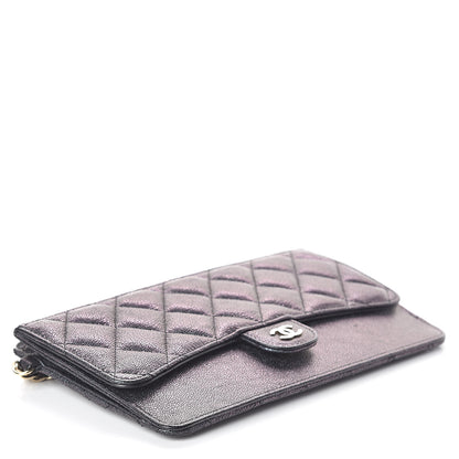 Chanel Iridescent Caviar Quilted Classic Pouch With Handle Black 4 of 8