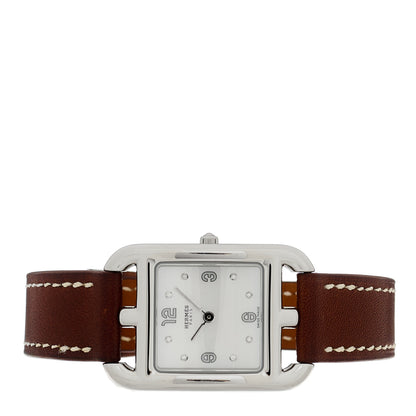 Hermes Stainless Steel Barenia Diamond Mother of Pearl 23mm Cape Cod Quartz Watch Fauve 2 of 5
