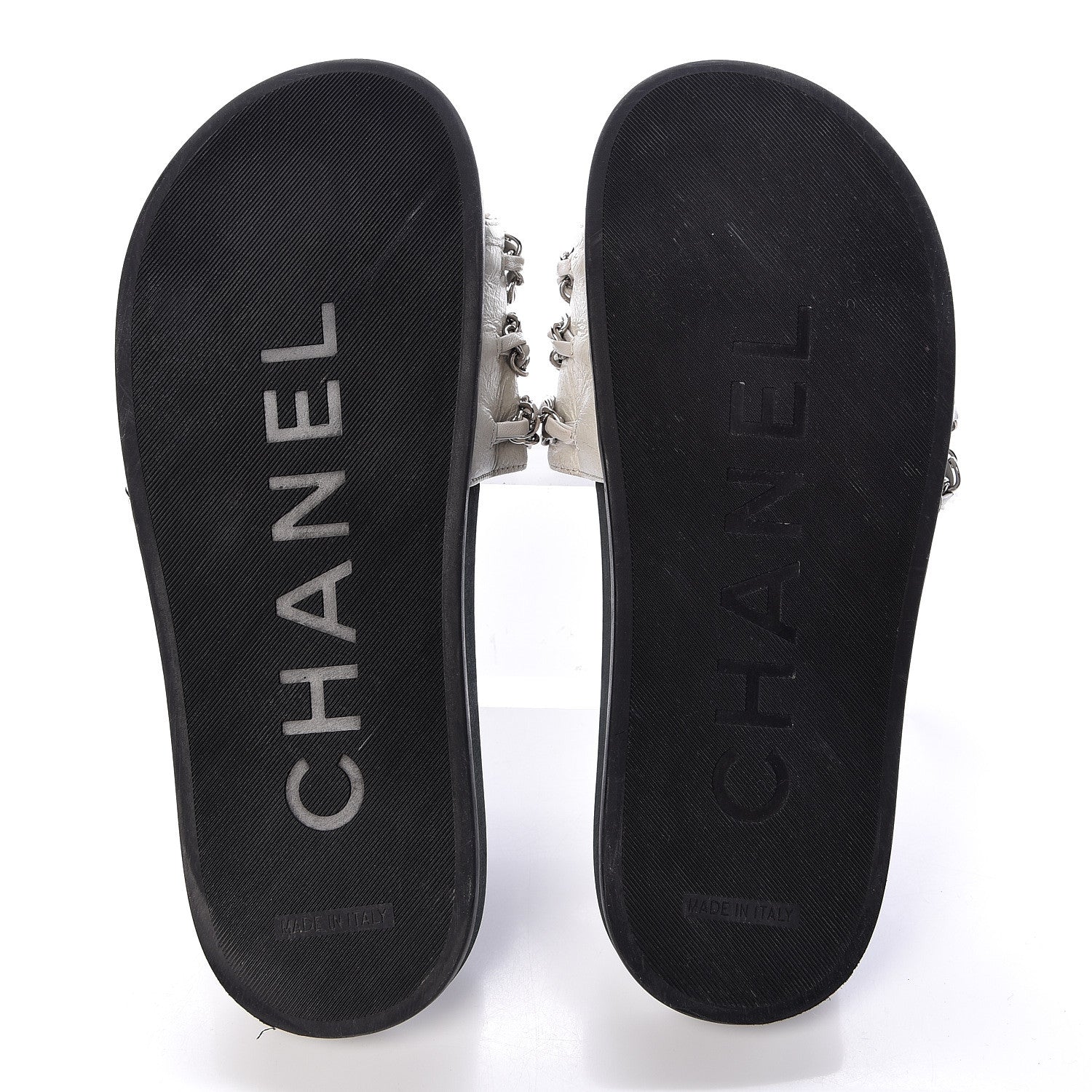 Chanel Lambskin Chain Camellia Flat Sandals 36 White 7 of 13