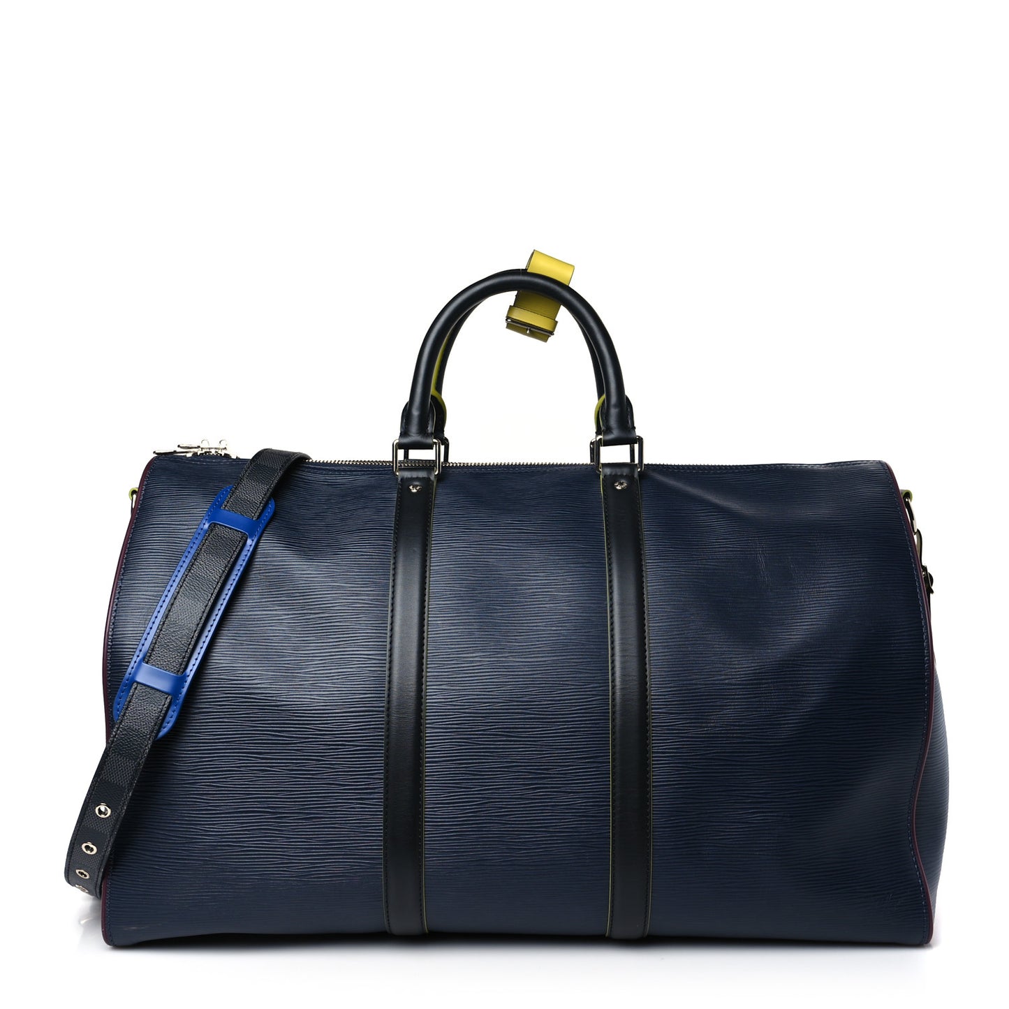 Epi Damier Graphite Patchwork Keepall Bandouliere 50 Marine