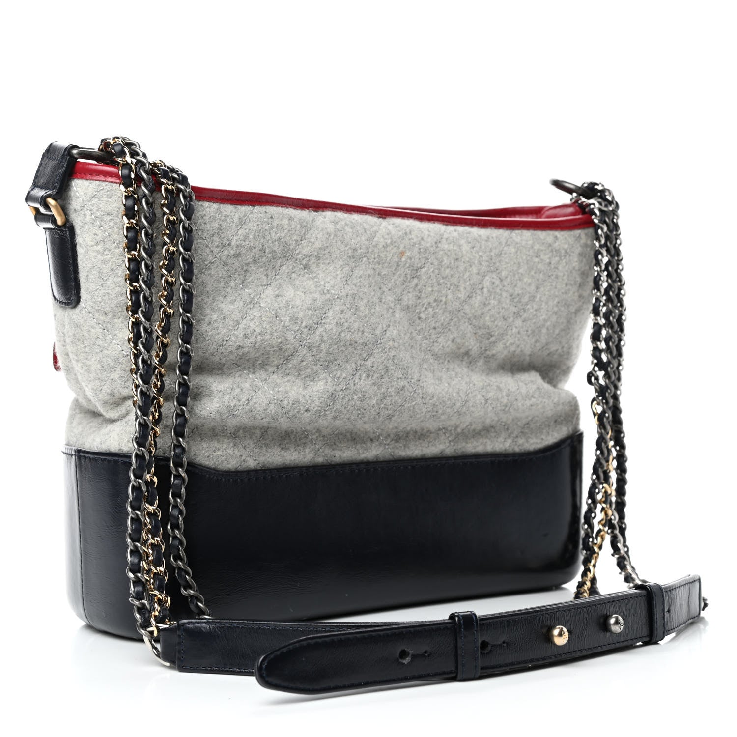 Chanel Wool Calfskin Quilted Medium Gabrielle Hobo Navy 2 of 6
