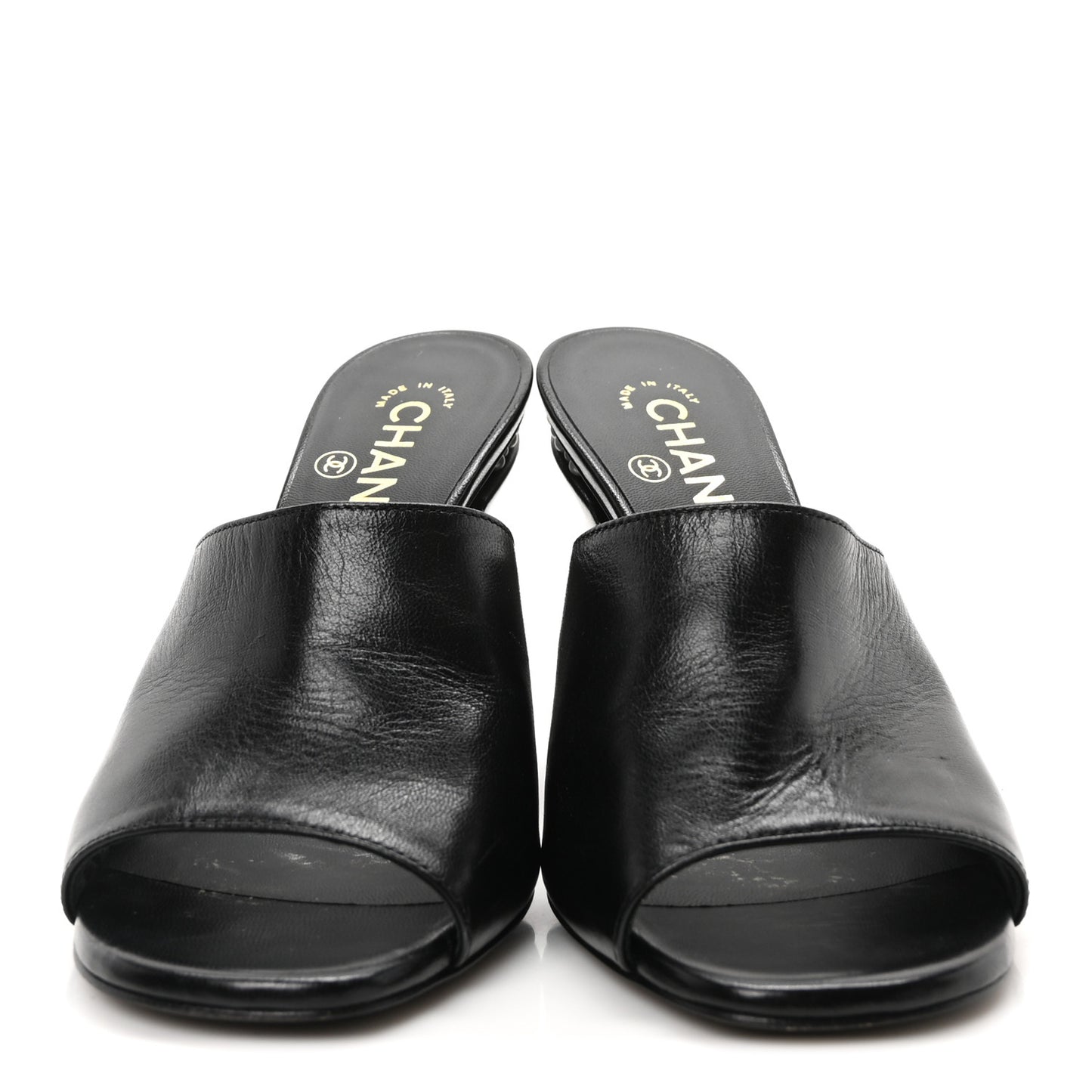 Shiny Goatskin Pearl Mule 37 Black