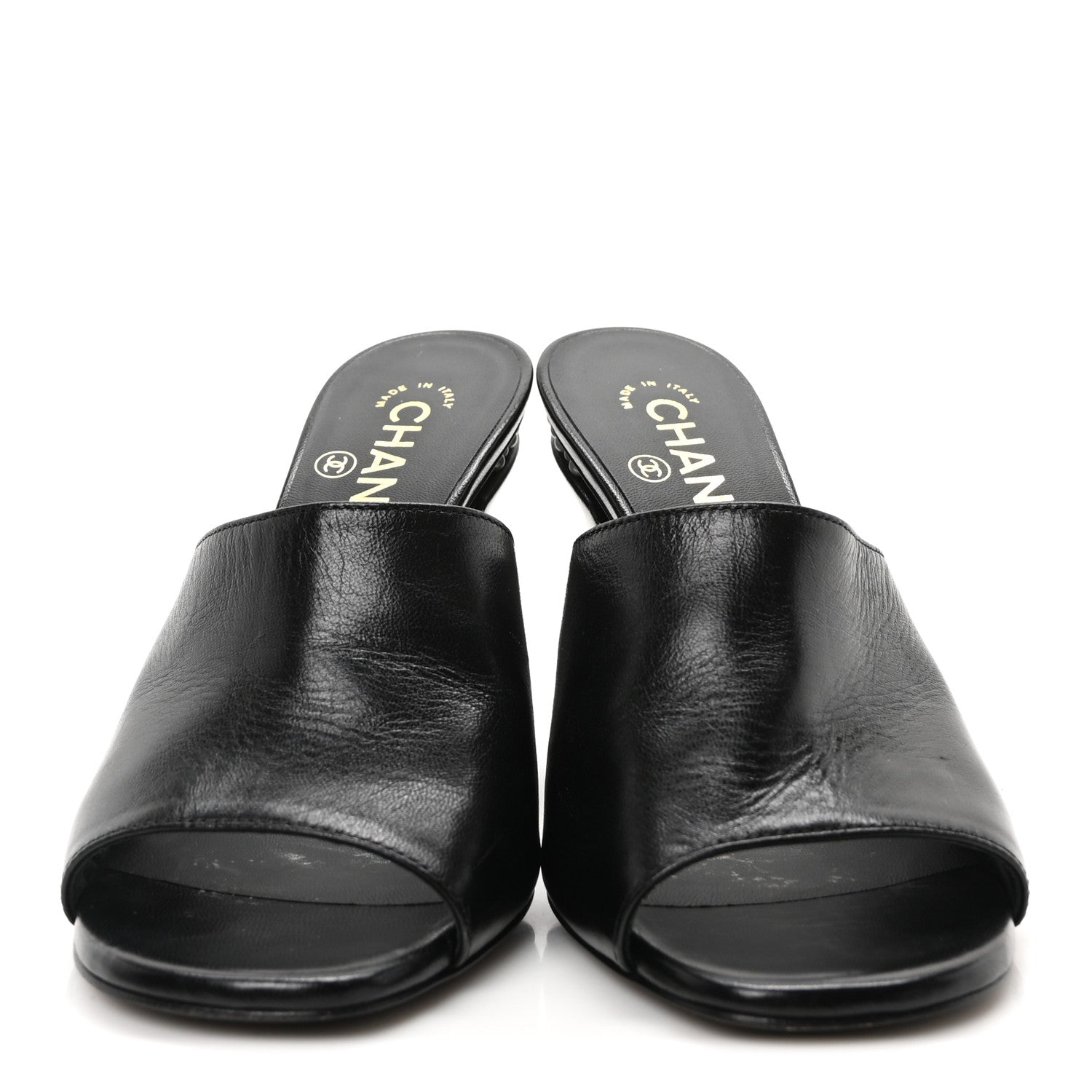 Chanel Shiny Goatskin Pearl Mule 37 Black 3 of 8