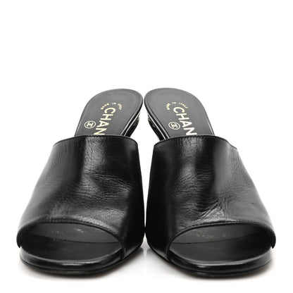 Chanel Shiny Goatskin Pearl Mule 37 Black 3 of 8