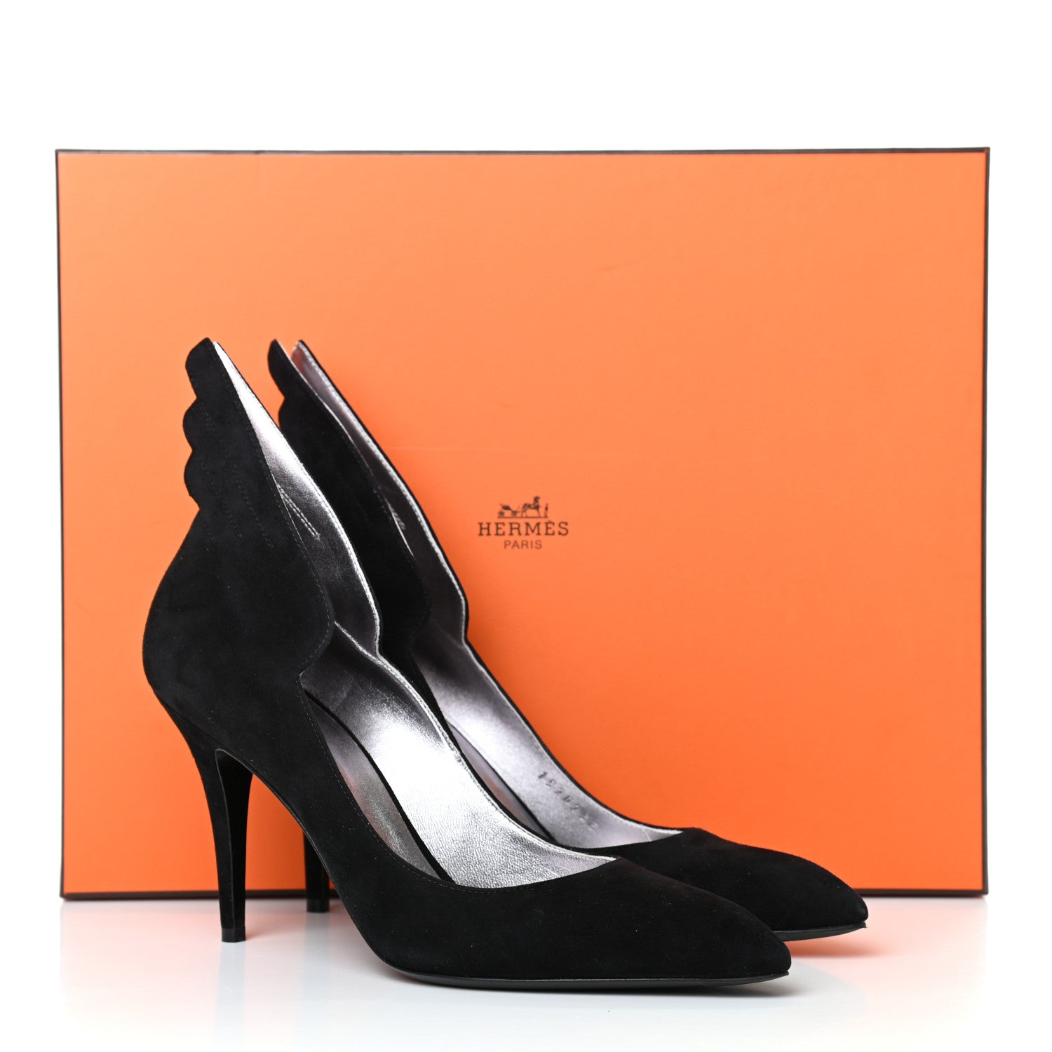 Hermes Suede Goatskin Victoire 90 Pumps 40 Black 9 of 9