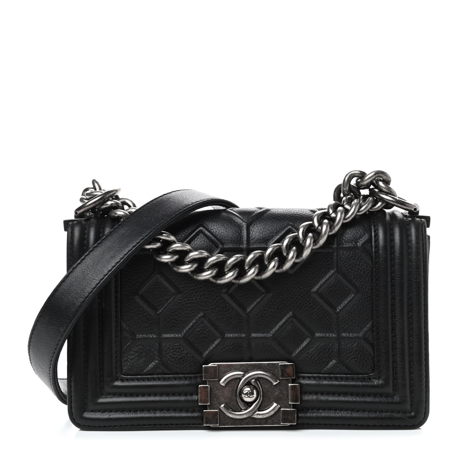 Chanel Calfskin Embossed Crystal Small Boy Flap Black 1 of 4