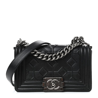 Chanel Calfskin Embossed Crystal Small Boy Flap Black 1 of 4